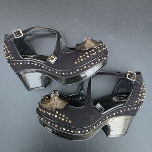 Miss L Fire Euro Pin-up Style Studded Wedge Heels Size 38
